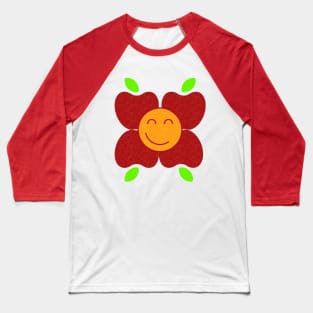 Happy Apples and Oranges Flower Baseball T-Shirt